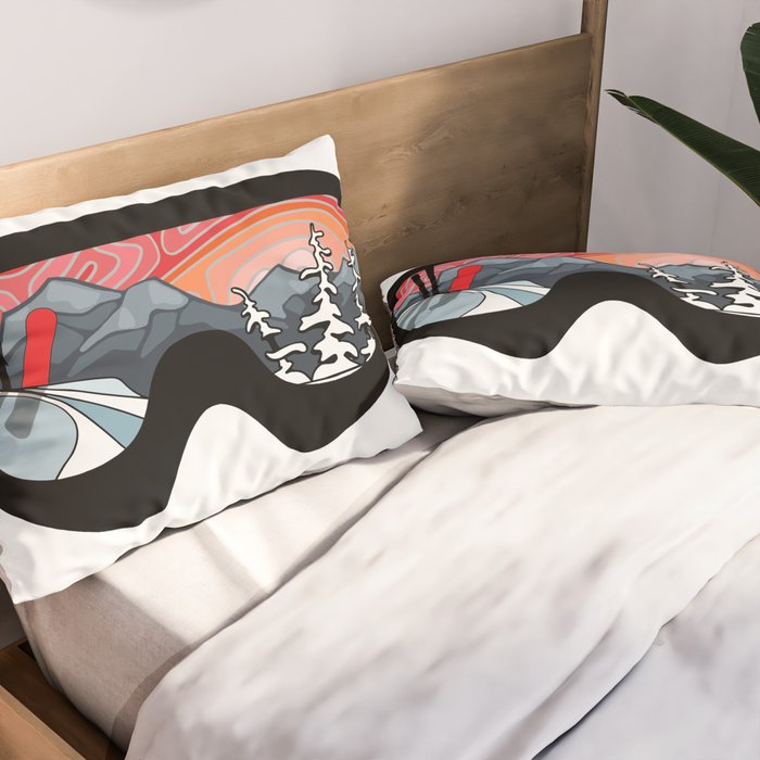 Snow Sport Sunset | Ski and Snowboard Series | DopeyArt Pillow Sham Gallery Image 2
