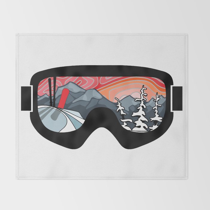 Snow Sport Sunset | Ski and Snowboard Series | DopeyArt Throw Blanket Gallery Image 2