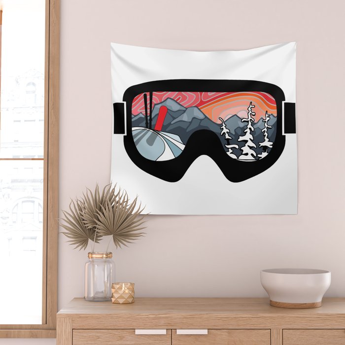Snow Sport Sunset | Ski and Snowboard Series | DopeyArt Wall Tapestry Gallery Image 2