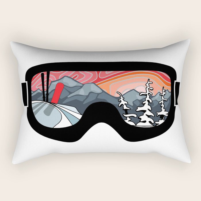 Snow Sport Sunset | Ski and Snowboard Series | DopeyArt Rectangular Pillow