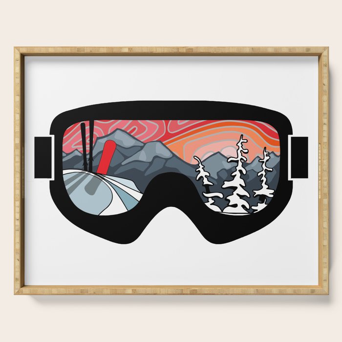 Snow Sport Sunset | Ski and Snowboard Series | DopeyArt Serving Tray Gallery Image 1