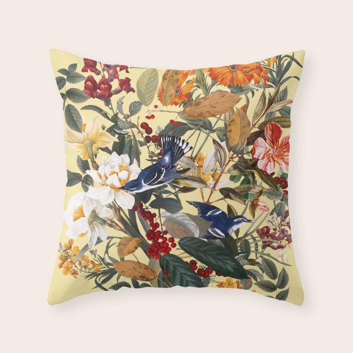 Floral and Birds XXIX Throw Pillow Gallery Image 1