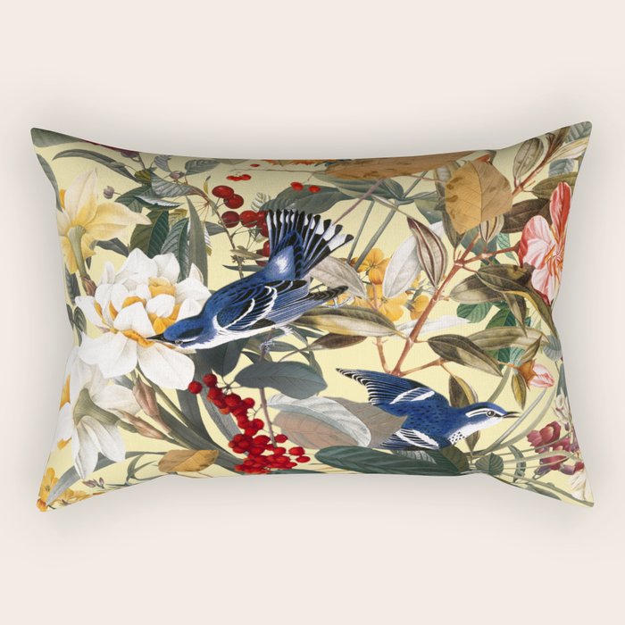 Floral and Birds XXIX Rectangular Pillow Gallery Image 1