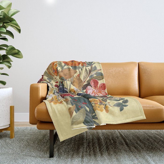 Floral and Birds XXIX Throw Blanket Gallery Image 1