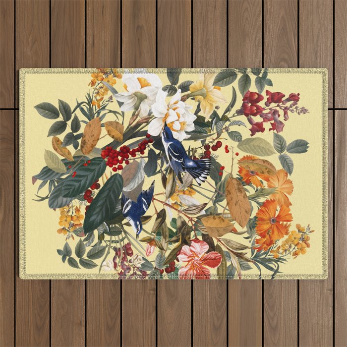 Floral and Birds XXIX Outdoor Rug Gallery Image 1