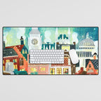 London city lights in the snow Desk Mat Gallery Image 1