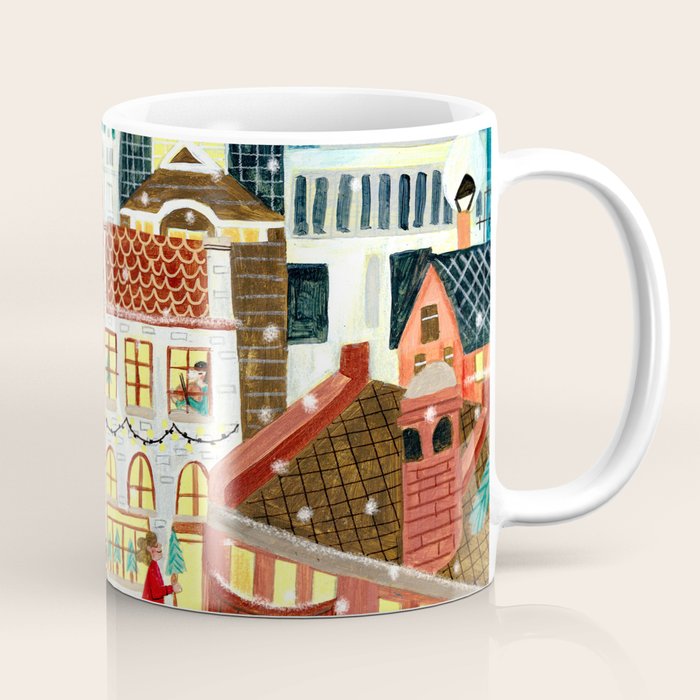 London city lights in the snow Coffee Mug Gallery Image 1