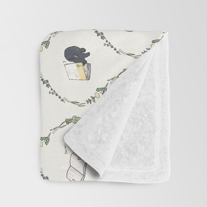 Rabbits of the bookworm owner Throw Blanket Gallery Image 3