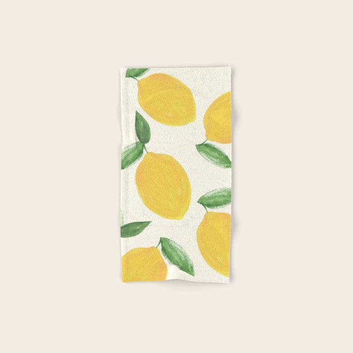 Lemons Pattern - Watercolor Painting Illustration Bath Towel Gallery Image 1