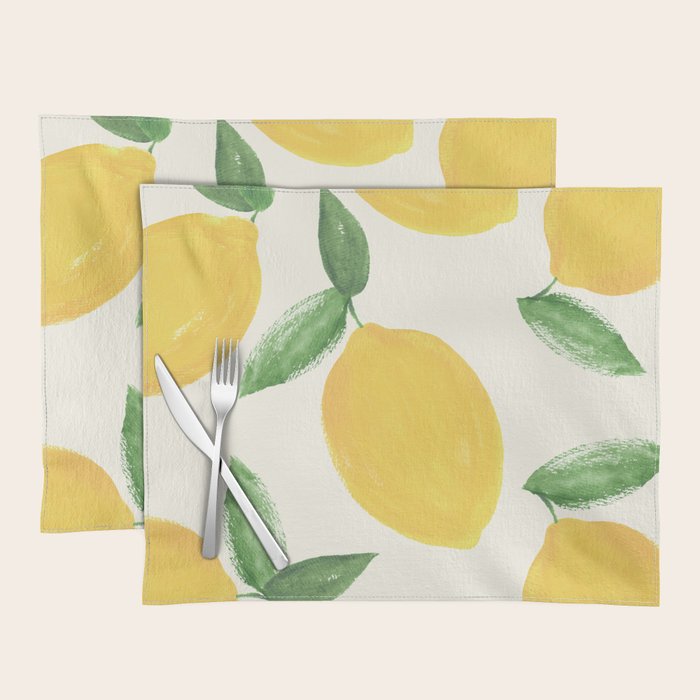 Lemons Pattern - Watercolor Painting Illustration Placemat Gallery Image 1