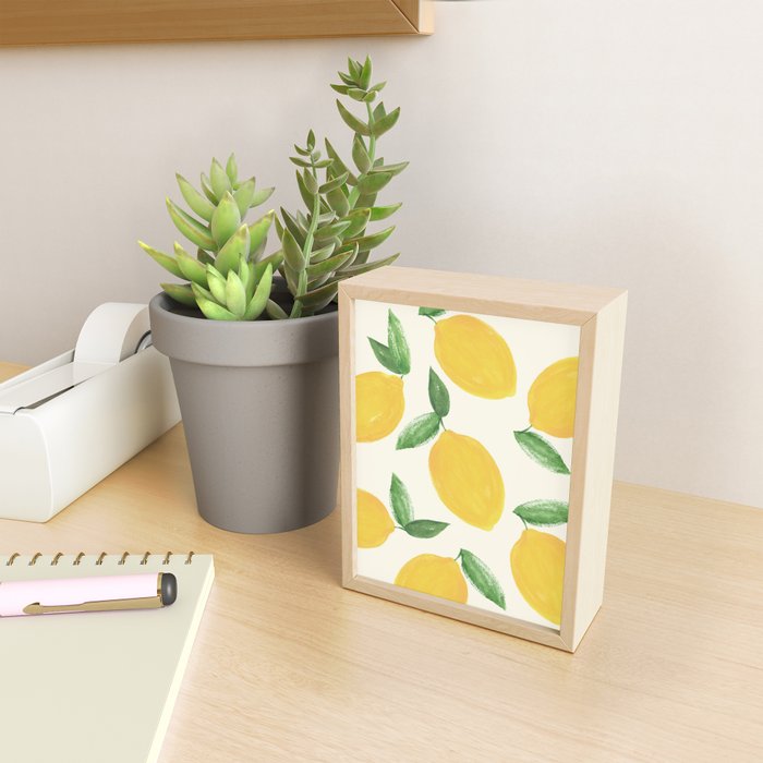 Lemons Pattern - Watercolor Painting Illustration Mini Art Print Gallery Image 2