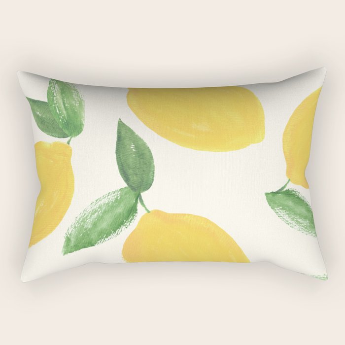 Lemons Pattern - Watercolor Painting Illustration Rectangular Pillow Gallery Image 2