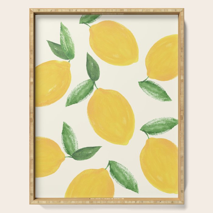 Lemons Pattern - Watercolor Painting Illustration Serving Tray Gallery Image 1