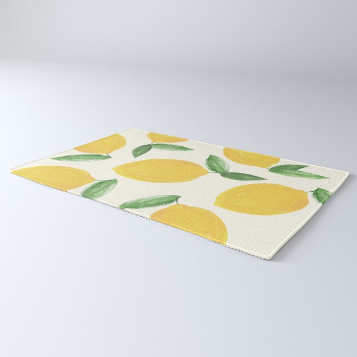 Lemons Pattern - Watercolor Painting Illustration Rug Gallery Image 3