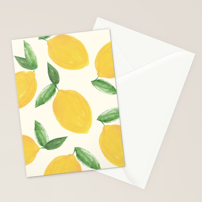 Lemons Pattern - Watercolor Painting Illustration Stationery Card Gallery Image 2