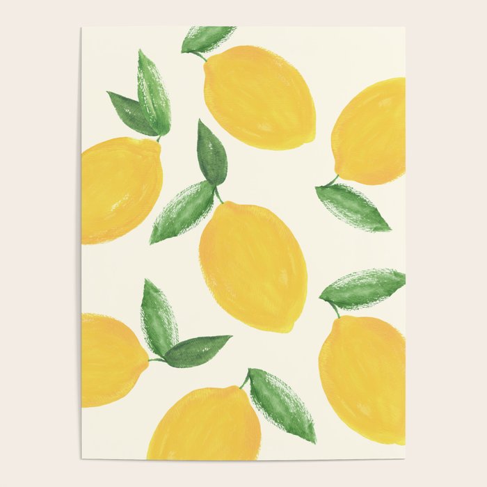 Lemons Pattern - Watercolor Painting Illustration Poster Gallery Image 4