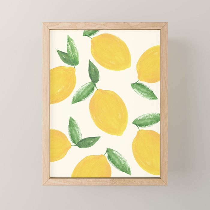 Lemons Pattern - Watercolor Painting Illustration Mini Art Print Gallery Image 1