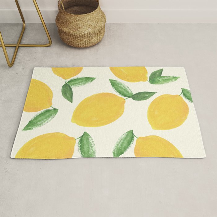 Lemons Pattern - Watercolor Painting Illustration Rug Gallery Image 1