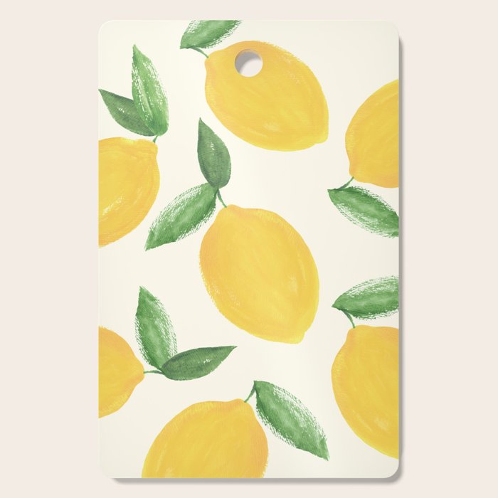 Lemons Pattern - Watercolor Painting Illustration Cutting Board Gallery Image 1