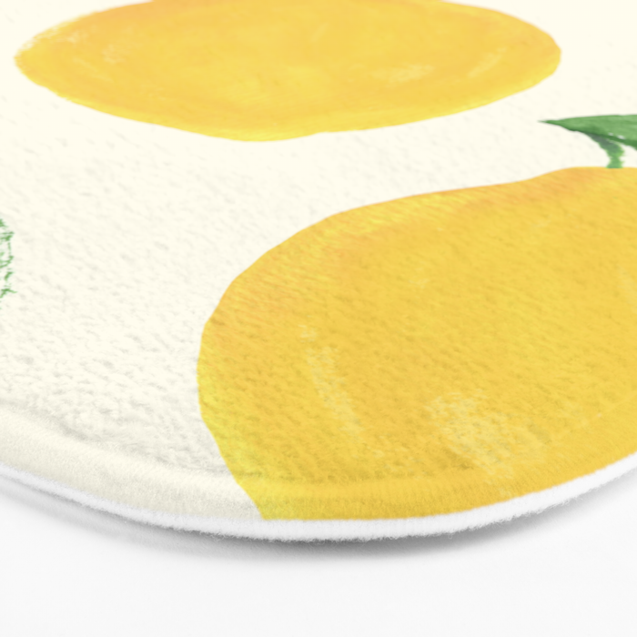 Lemons Pattern - Watercolor Painting Illustration Bath Mat Gallery Image 3