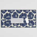 Poppies Indigo Desk Mat Gallery Image 1