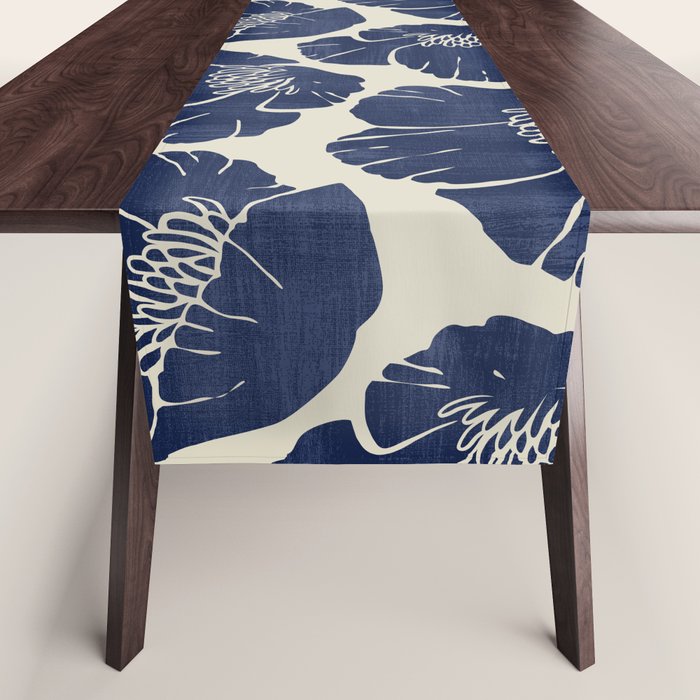 Poppies Indigo Table Runner Gallery Image 1