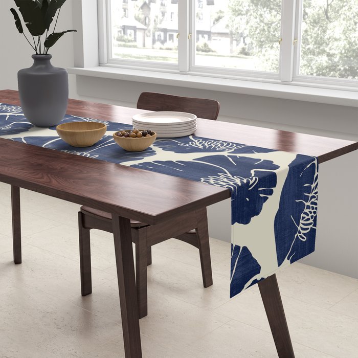 Poppies Indigo Table Runner Gallery Image 2