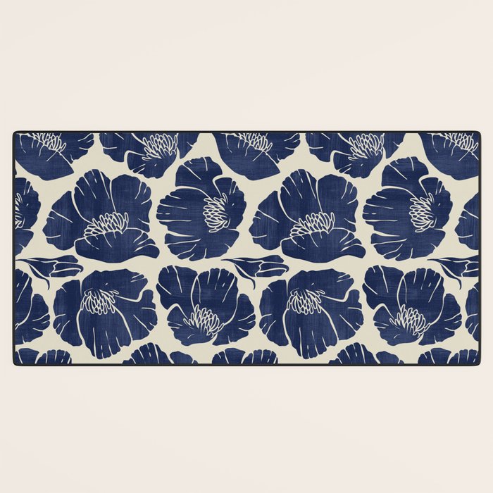 Poppies Indigo Desk Mat Gallery Image 3