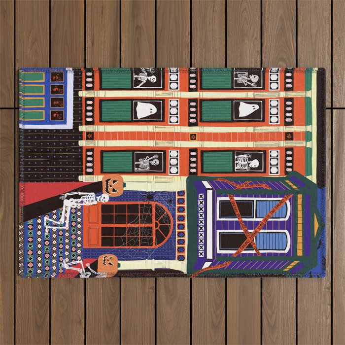 Haunted house - Halloween  Outdoor Rug Gallery Image 1