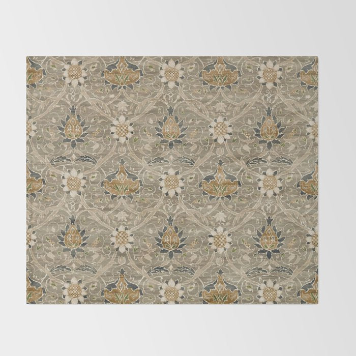 William Morris Montreal Grey Charcoal Throw Blanket Gallery Image 2