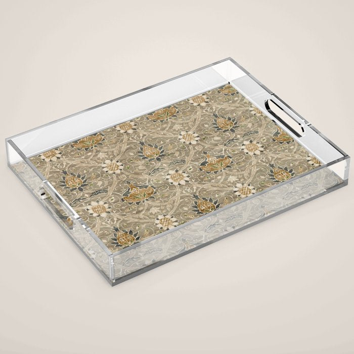 William Morris Montreal Grey Charcoal Acrylic Tray Gallery Image 1