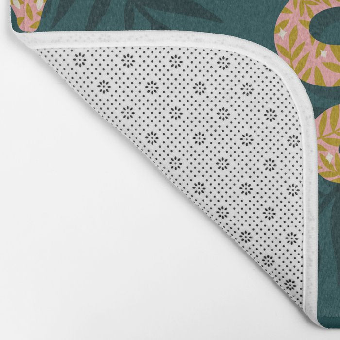 Tropical Serpent - Teal & Blush Bath Mat Gallery Image 2