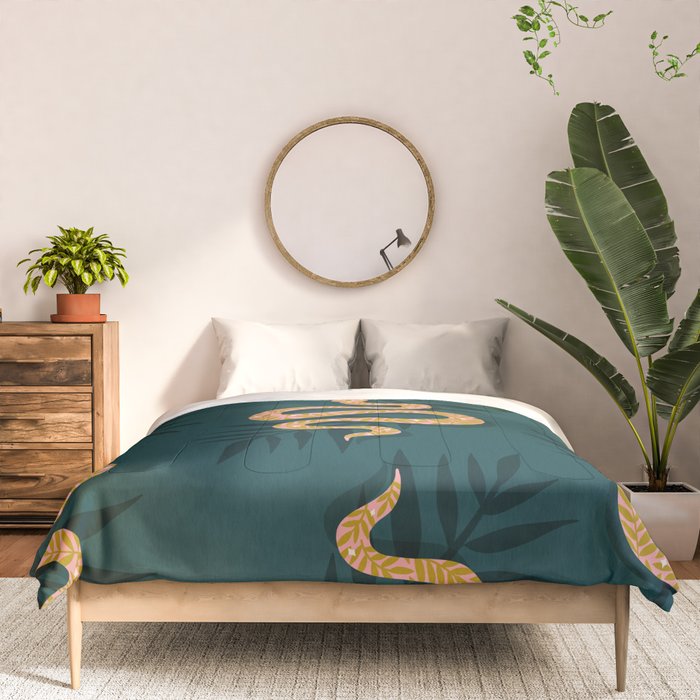 Tropical Serpent - Teal & Blush Comforter Gallery Image 3