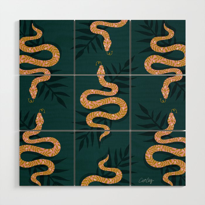 Tropical Serpent - Teal & Blush Wood Wall Art Gallery Image 1