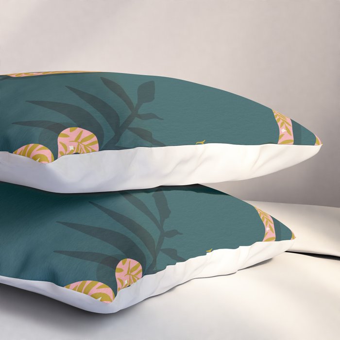 Tropical Serpent - Teal & Blush Pillow Sham Gallery Image 3