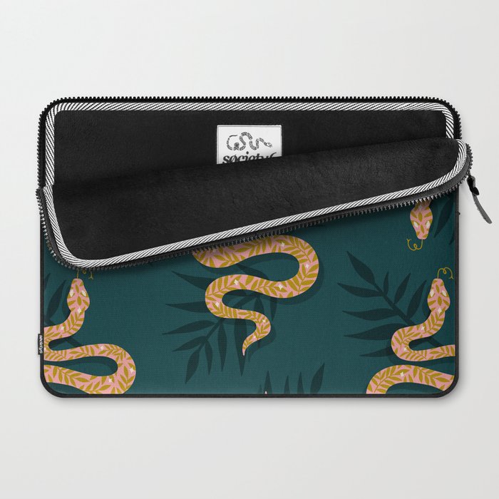 Tropical Serpent - Teal & Blush Laptop Sleeve Gallery Image 2