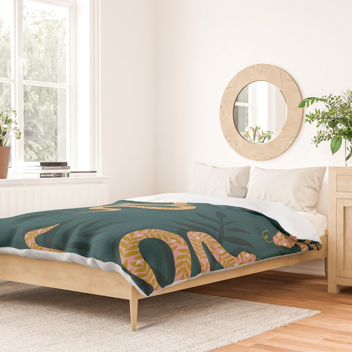 Tropical Serpent - Teal & Blush Duvet Cover Gallery Image 2
