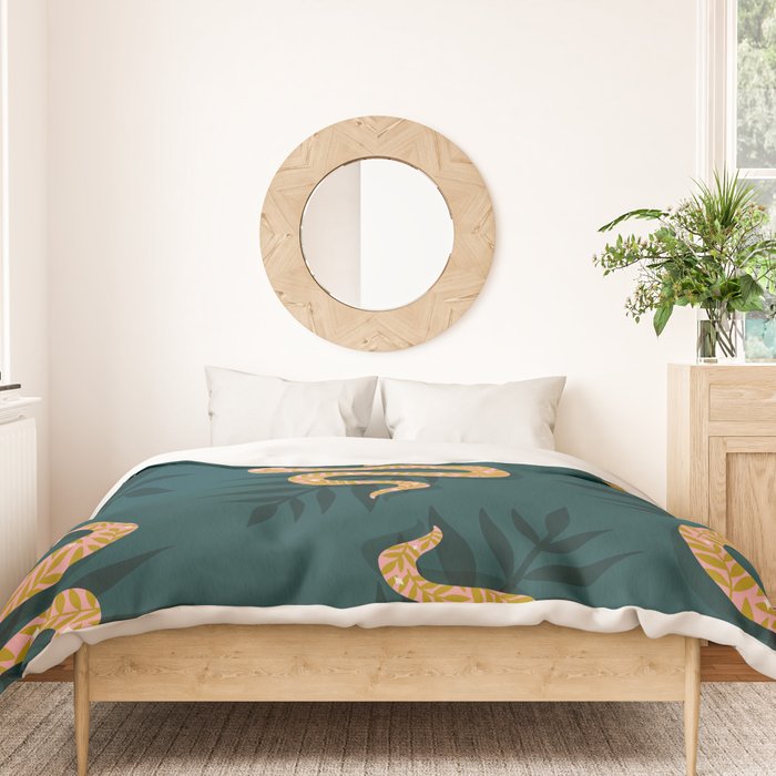 Tropical Serpent - Teal & Blush Duvet Cover Gallery Image 3