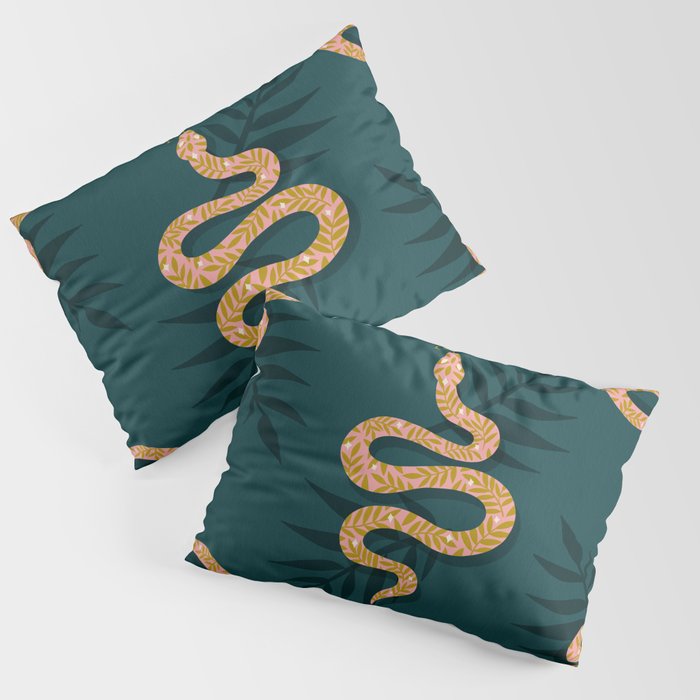 Tropical Serpent - Teal & Blush Pillow Sham Gallery Image 3