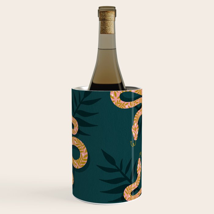 Tropical Serpent - Teal & Blush Wine Chiller Gallery Image 3