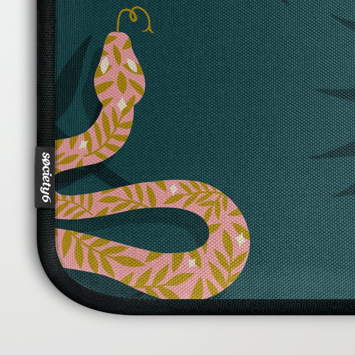 Tropical Serpent - Teal & Blush Laptop Sleeve Gallery Image 3