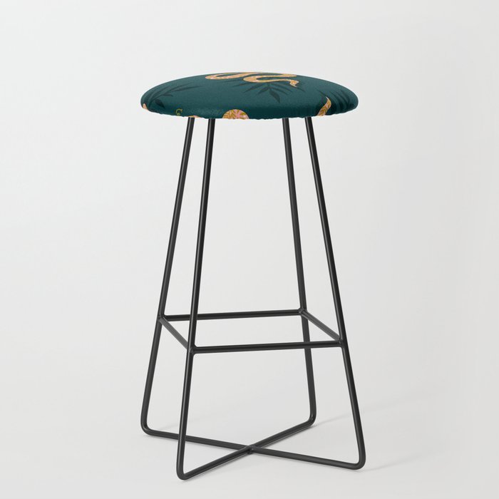 Tropical Serpent - Teal & Blush Stool Gallery Image 1