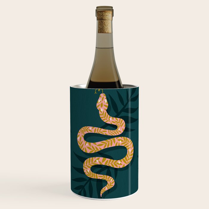 Tropical Serpent - Teal & Blush Wine Chiller Gallery Image 1