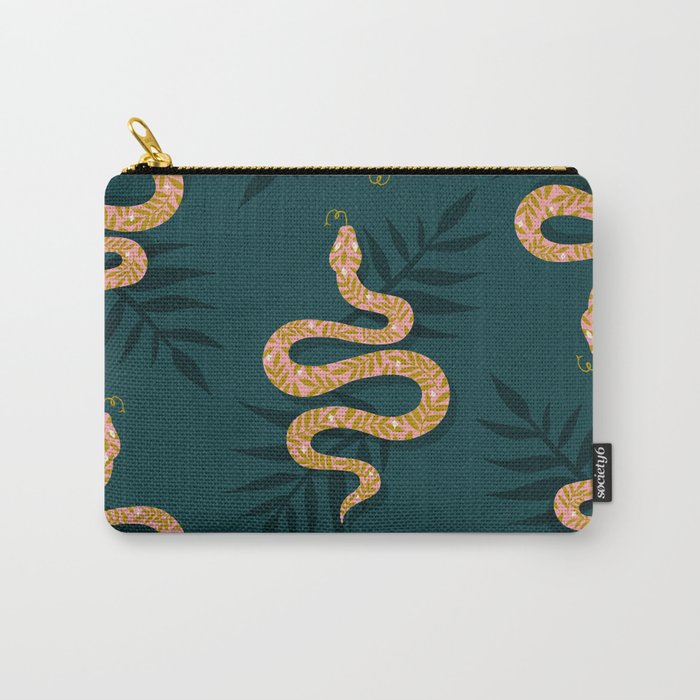 Tropical Serpent - Teal & Blush Carry All Pouch Gallery Image 1