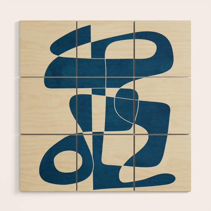 Minimal Abstract Cobalt Wood Wall Art Gallery Image 1