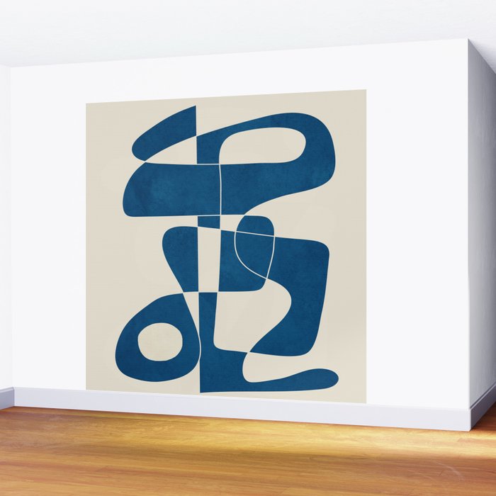 Minimal Abstract Cobalt Wall Mural Gallery Image 2