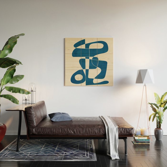 Minimal Abstract Cobalt Wood Wall Art Gallery Image 2