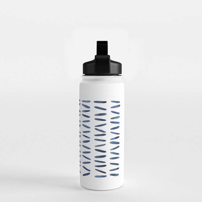 Strokes Pattern | Indigo Watercolor Painting Water Bottle Gallery Image 2