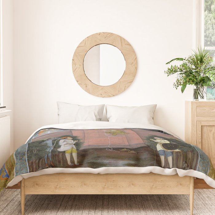 Prince Climbing Tower Manuscript Mughal India Duvet Cover Gallery Image 3