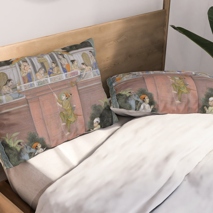 Prince Climbing Tower Manuscript Mughal India Pillow Sham Gallery Image 2